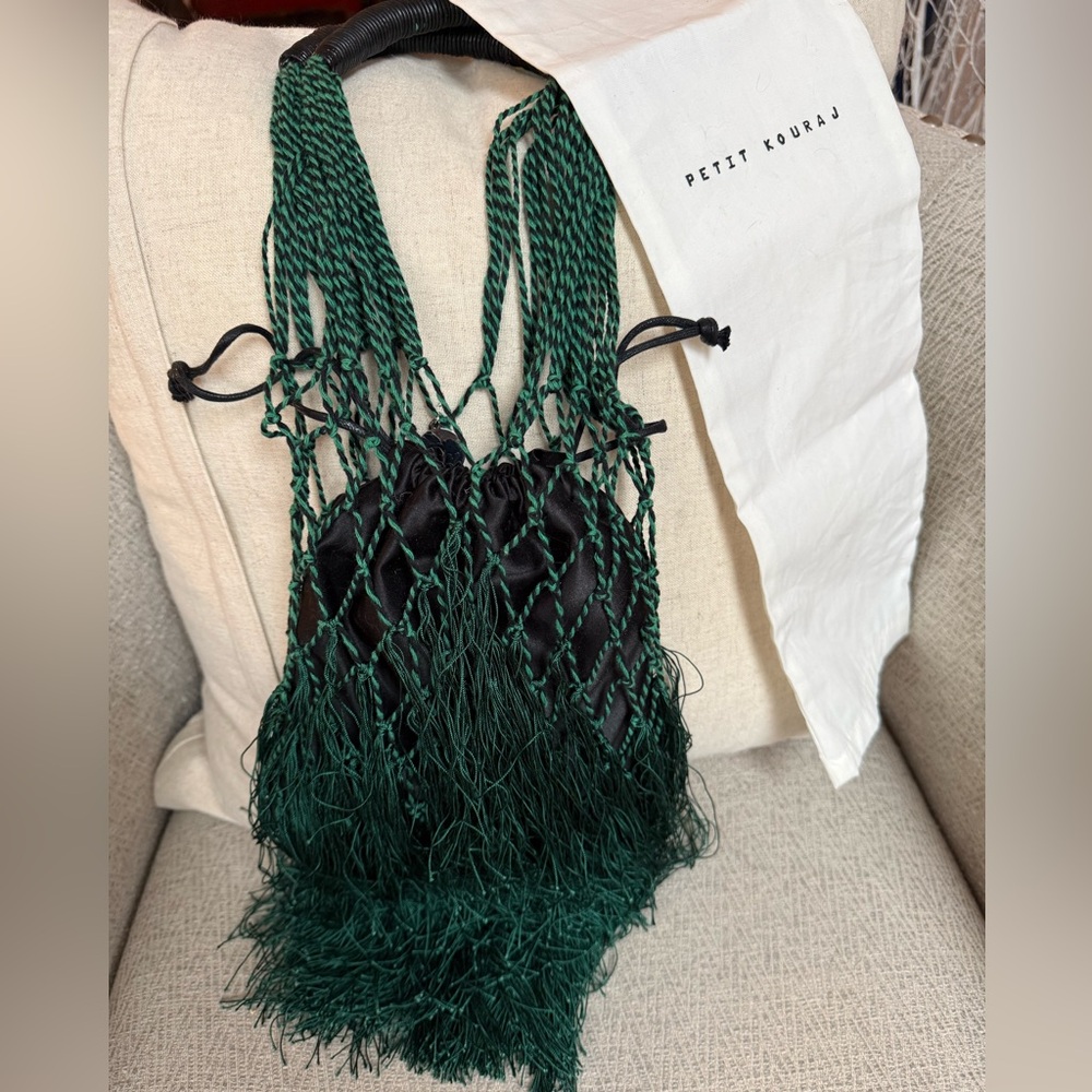 Petit Kouraj Emerald Green Daye Fringe Bag